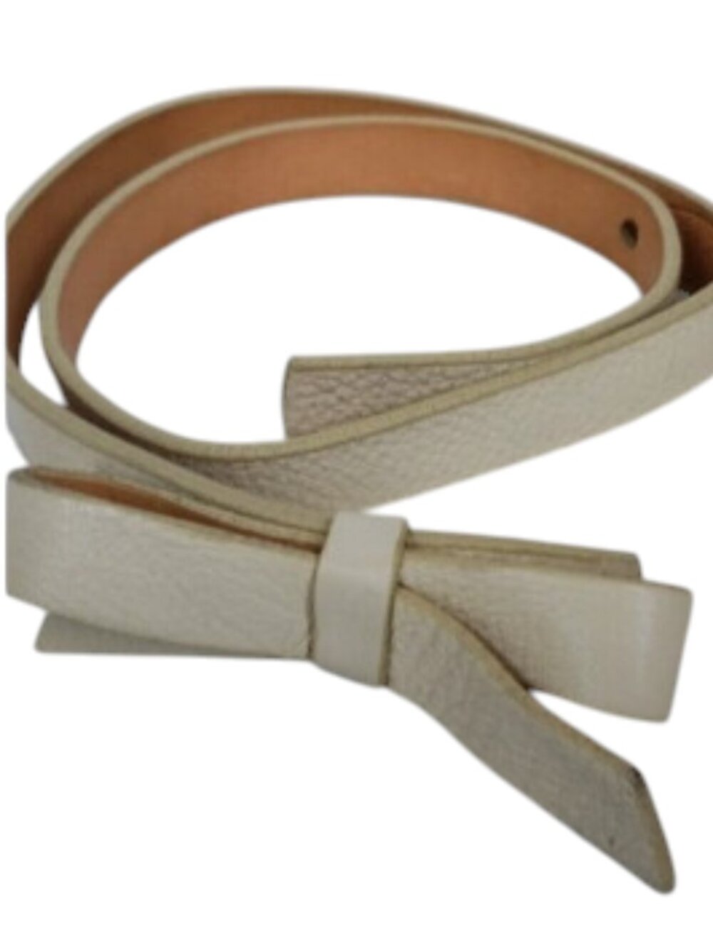 Brave Cream Narrow Leather Belt Bow Detail Size 28